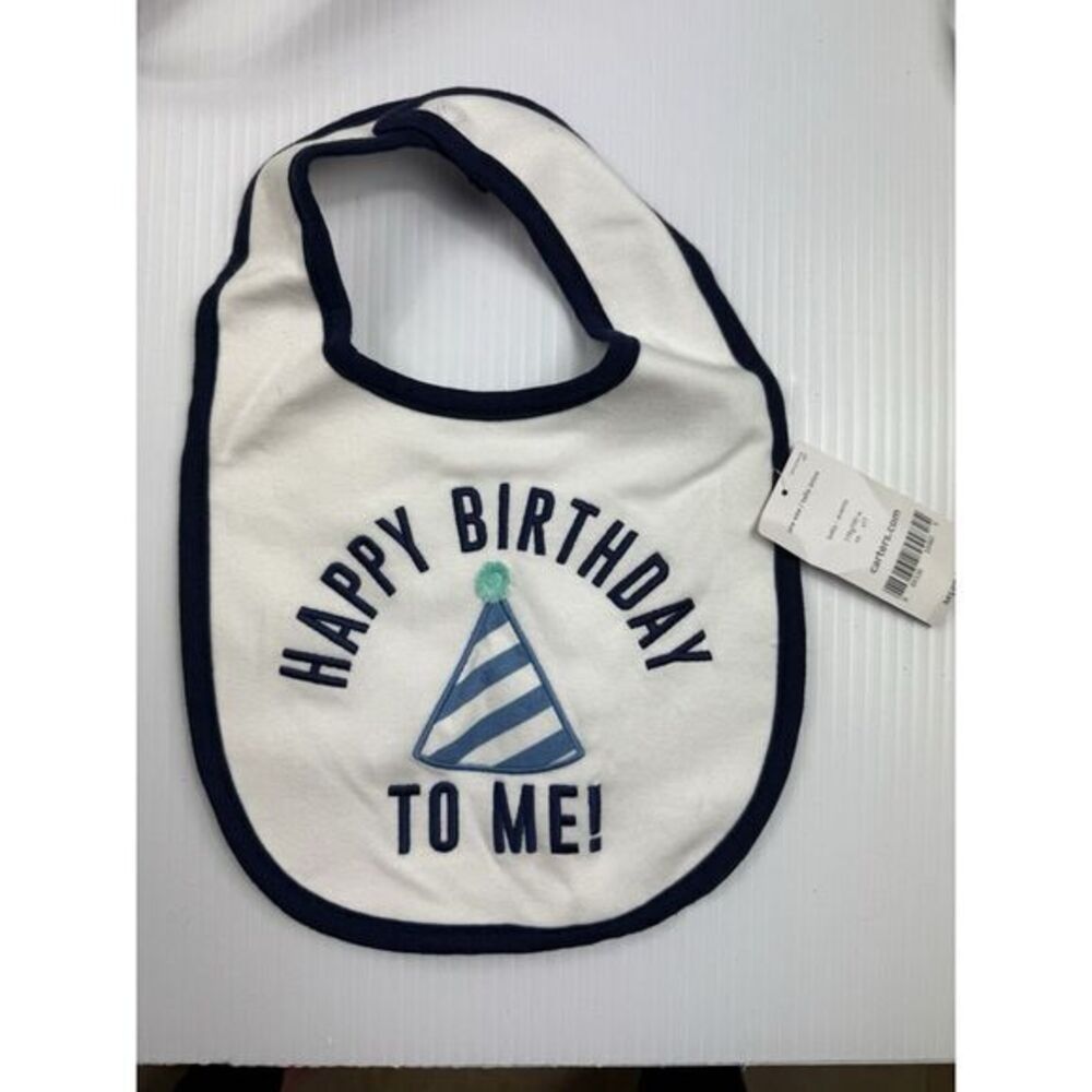 NEW Baby Boy 1st Birthday Bib First Party Hat Navy Blue